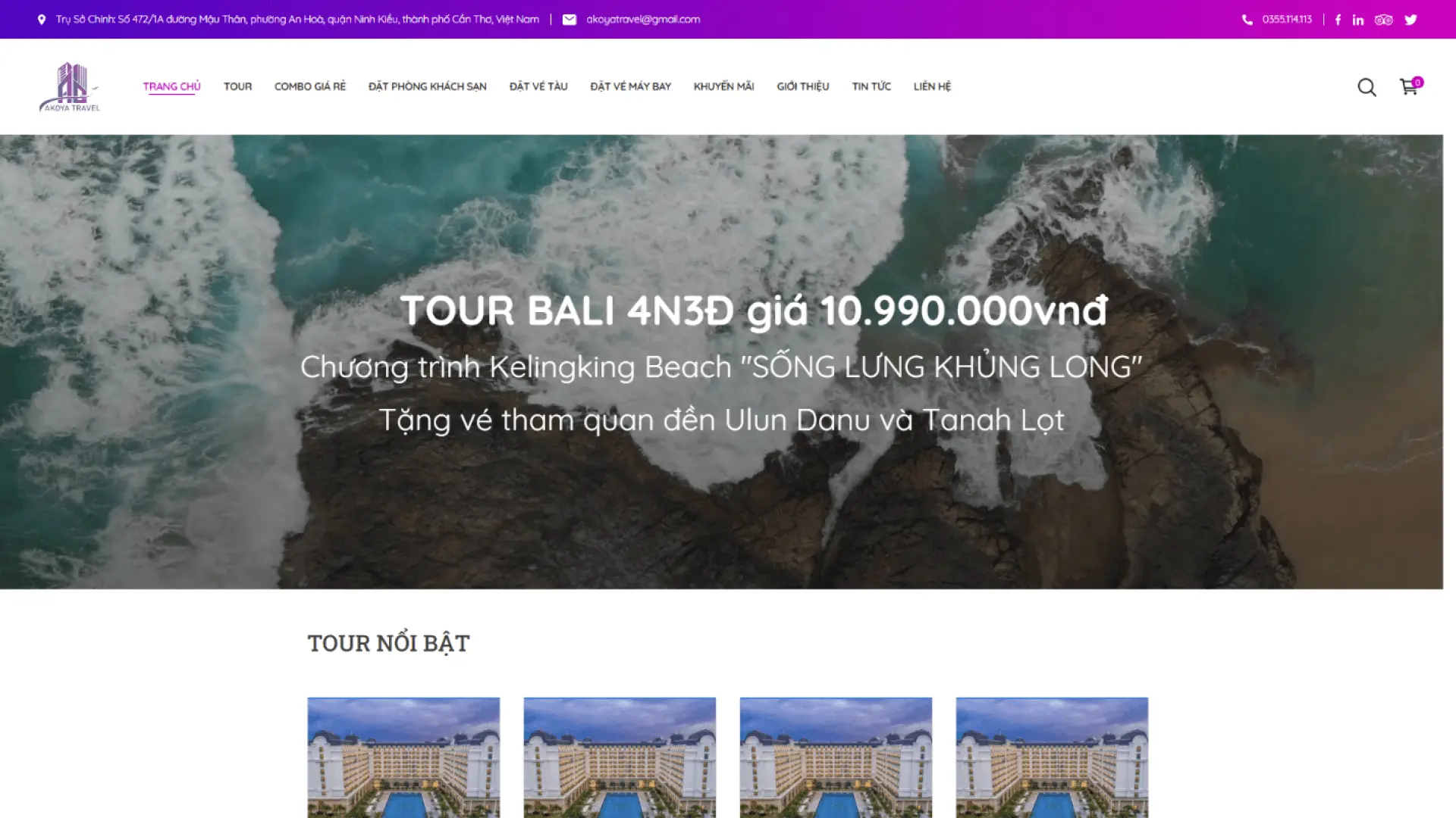 Dự án website Akoya Travel